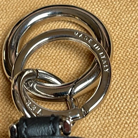 NWT VERSACE LA MEDUSA LOGO BLACK LEATHER STUDDED BAG CHARM KEY CHAIN - Picture 10 of 14